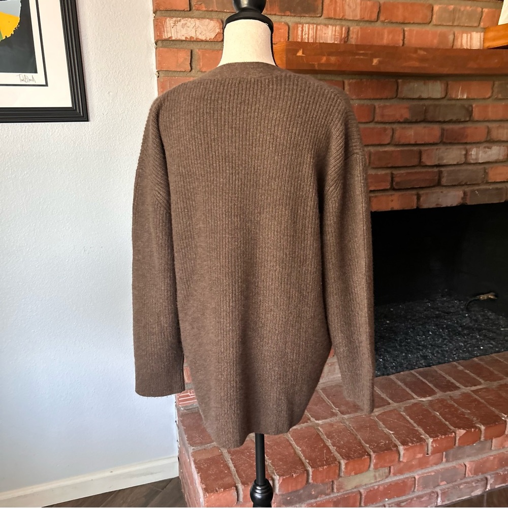 Quince Mongolian Cashmere Oversized Boyfriend Cardigan Sweater in Brown Sz S - Picture 8 of 11
